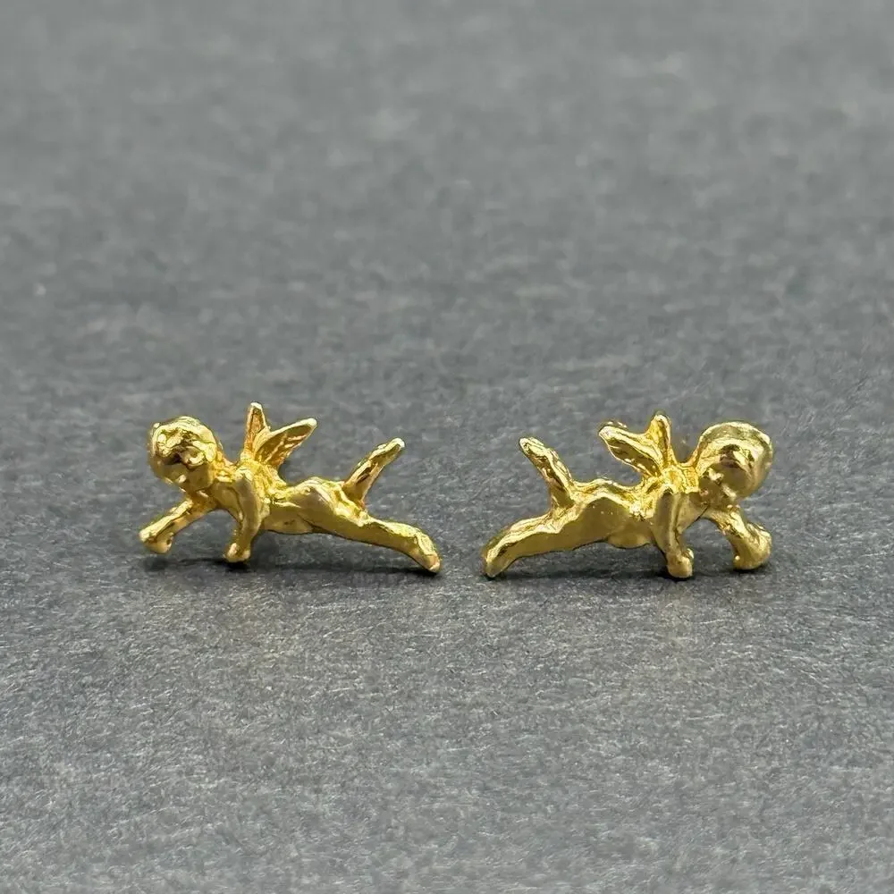 Vintage Gold-Tone Costume Earring Lot Red Rhinestone Hat Faux Pearl Enamel